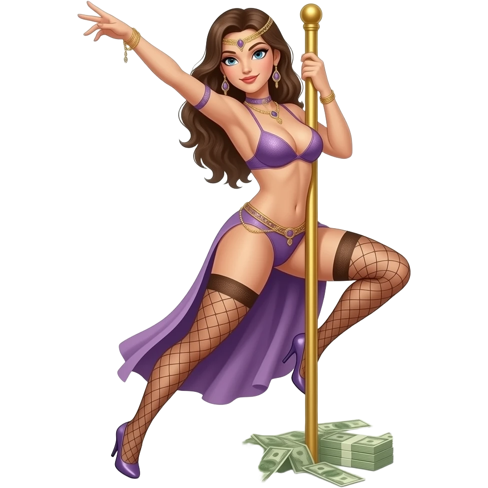 Exotic Sexy stripper dancing on a stripper pole with money and she has almost no clothes on emoji