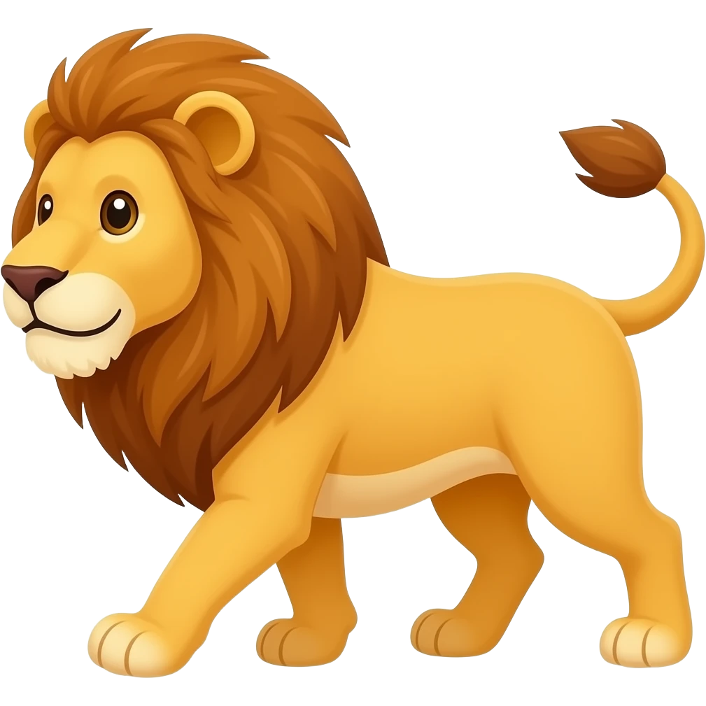 Cartoon lion walks emoji
