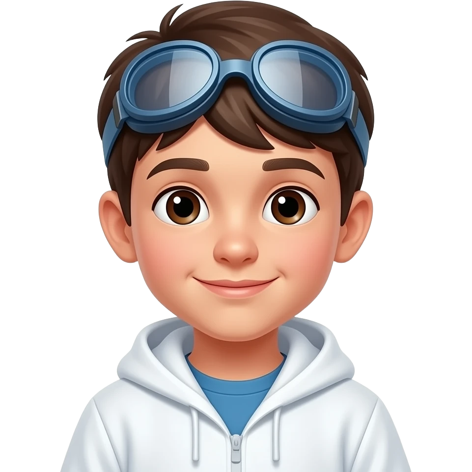 kid boy in goggles and white robe emoji