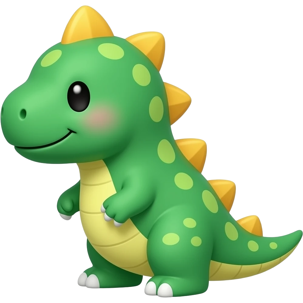 Cute Green Dinosaur Cartoon Character with Yellow Spikes emoji