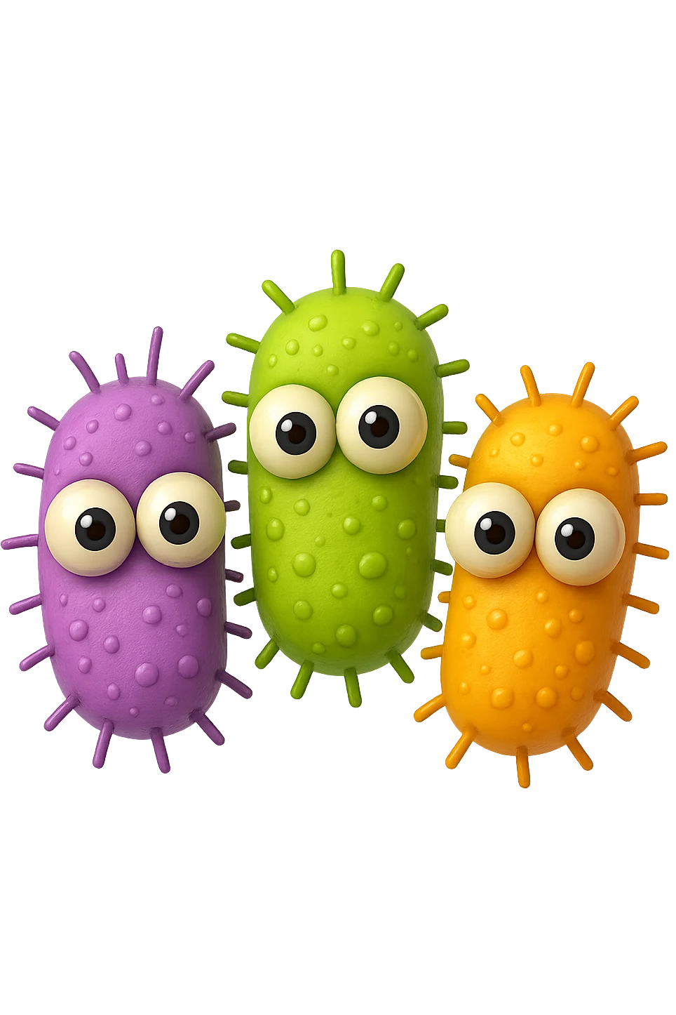 emoji con tre batteri intestinali con occhi 3d emoji