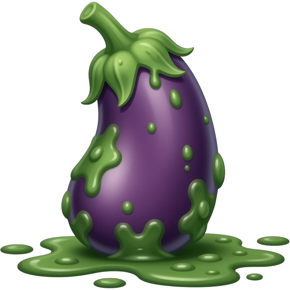 moldy rotten eggplant. molds should be green and cartoonish. no face emoji