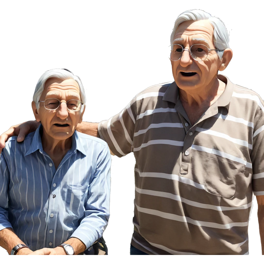 striped shirt old man duo emoji