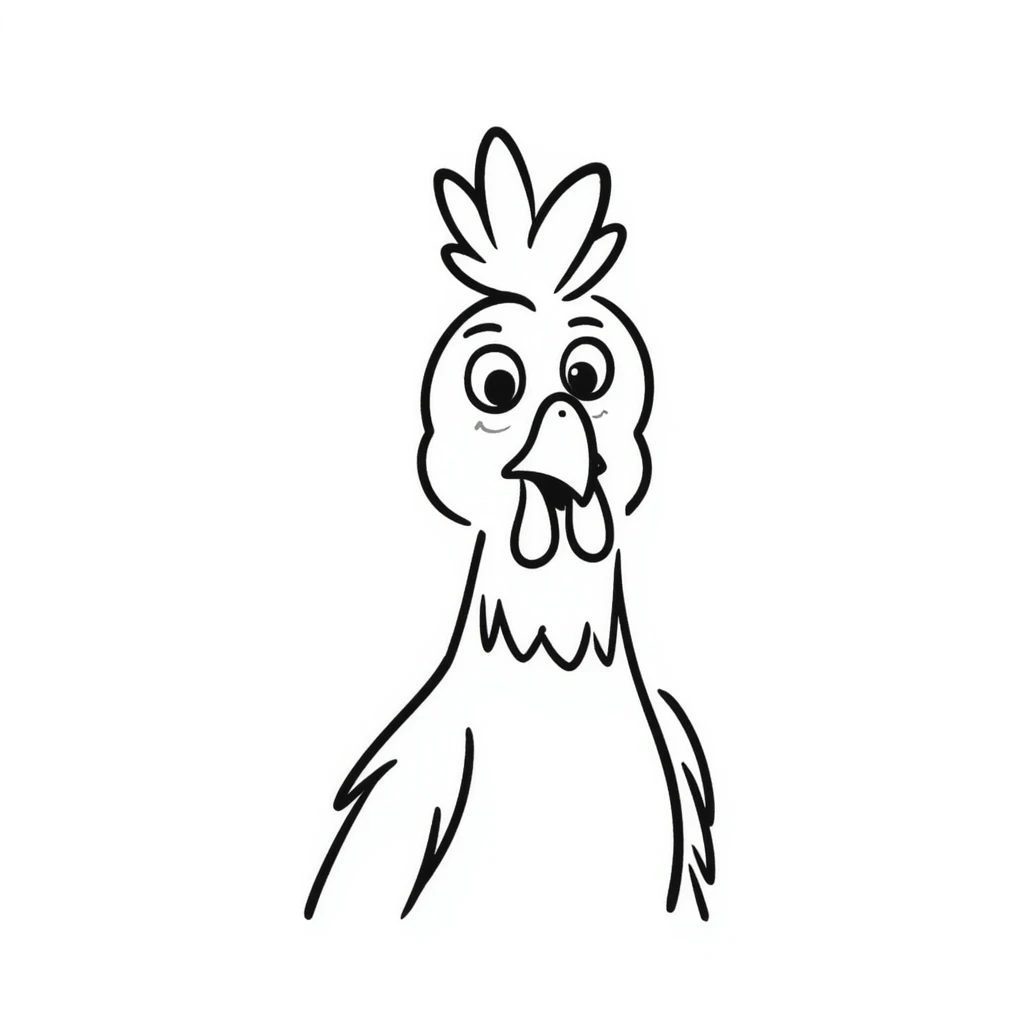 Hei Hei rooster from Moana with tall comb and confused expression emoji