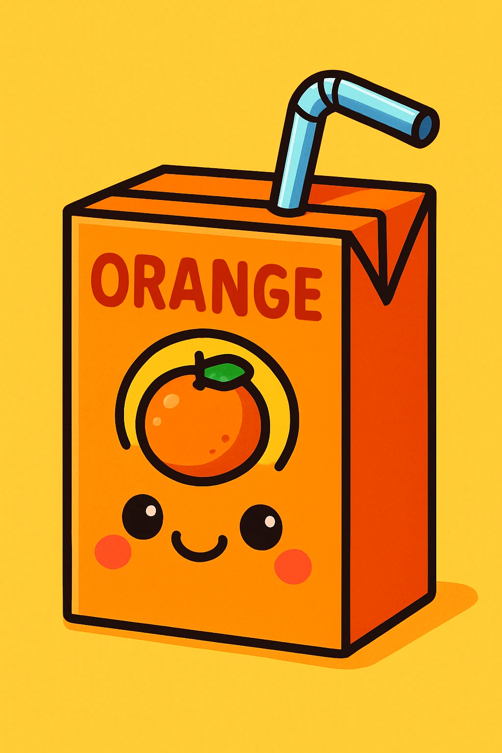 orange juice box with a straw, playful cartoon style emoji