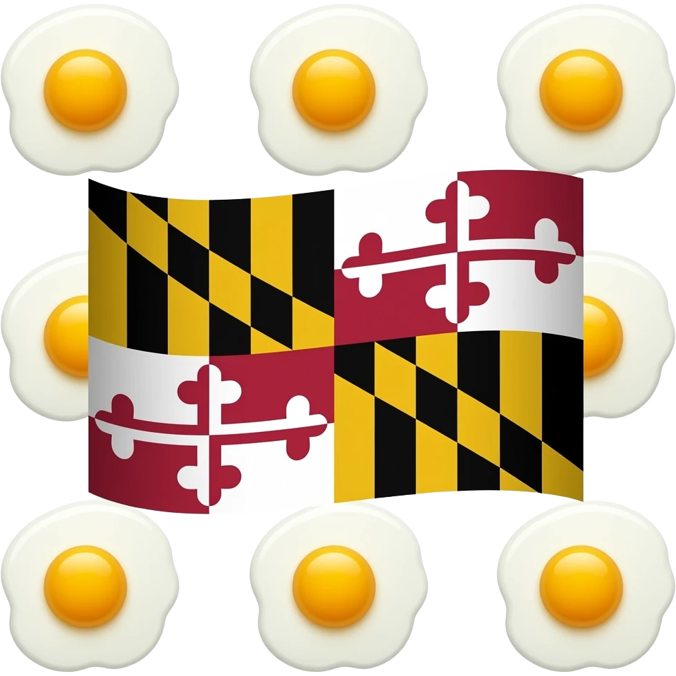 flag of maryland surrounded by sunny side up eggs emoji