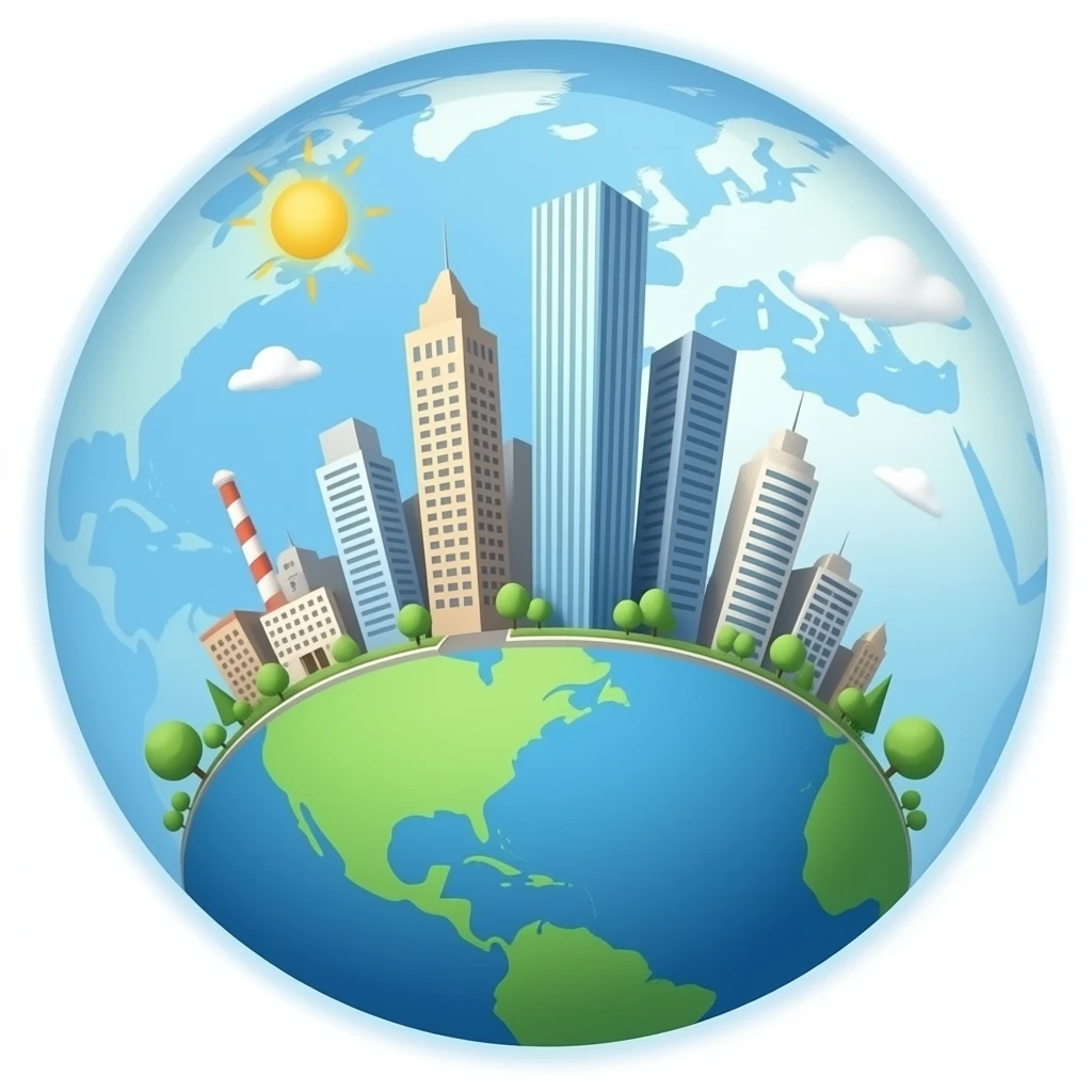 high buildings urban industry earth globe emoji