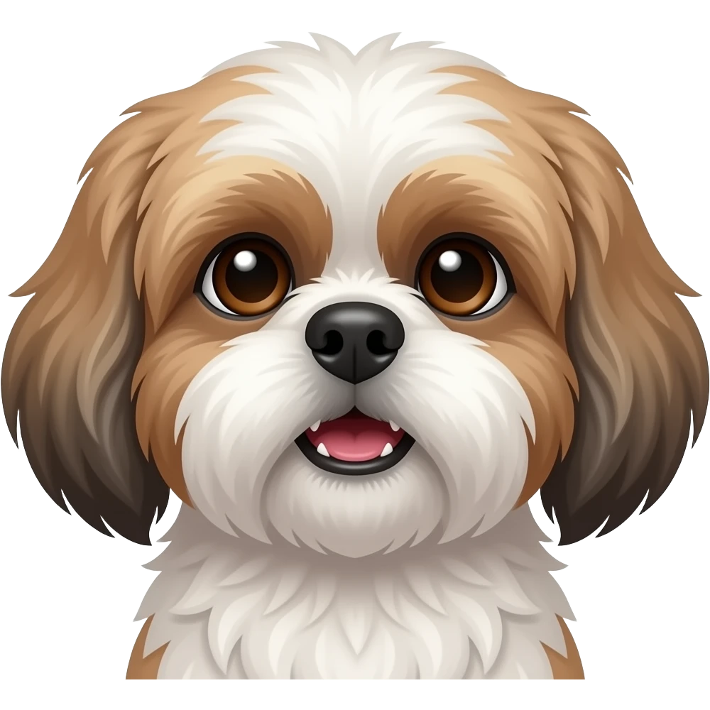 female shitzu dog face with lower teeth showing emoji