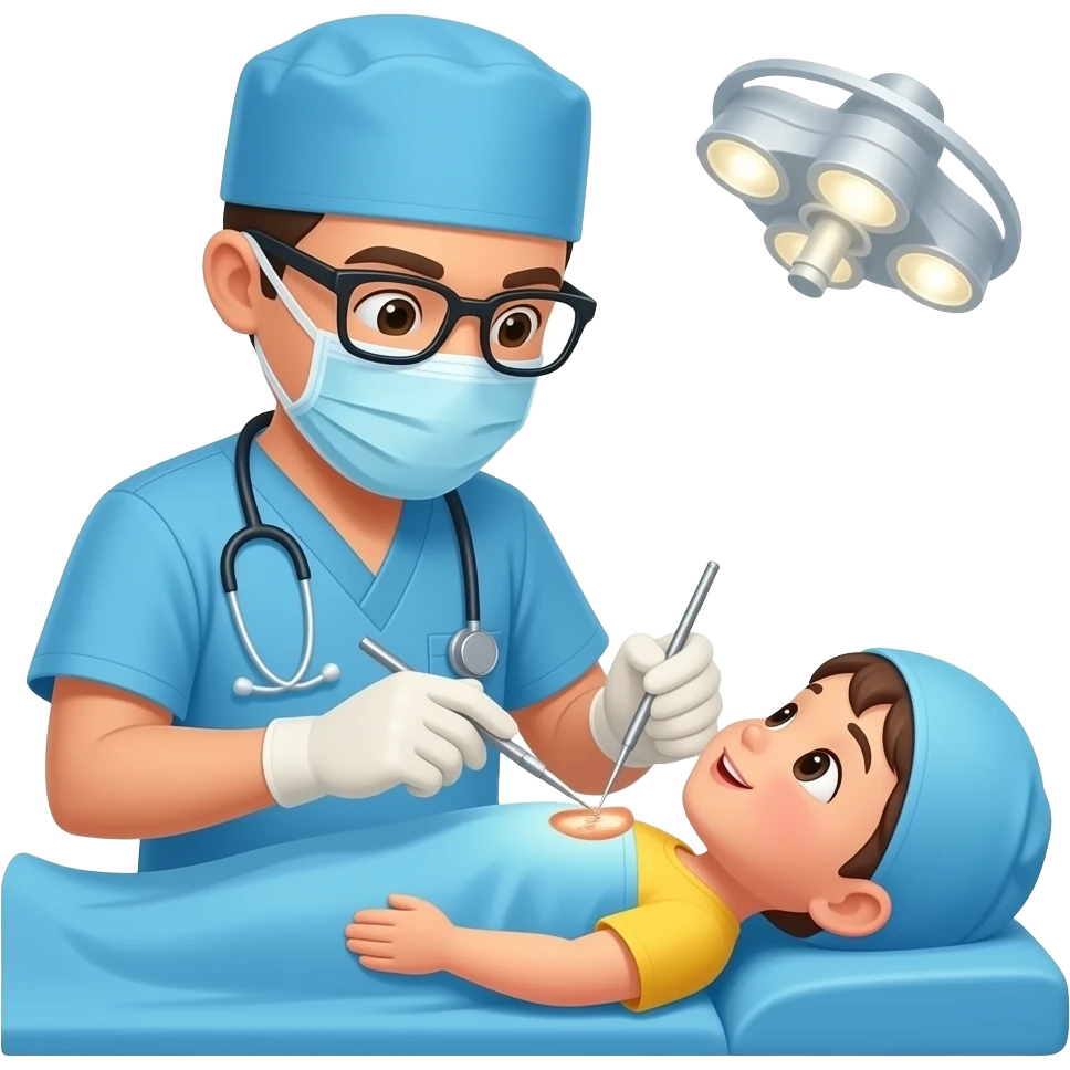 a surgeron practicing chirurgie on a kid emoji