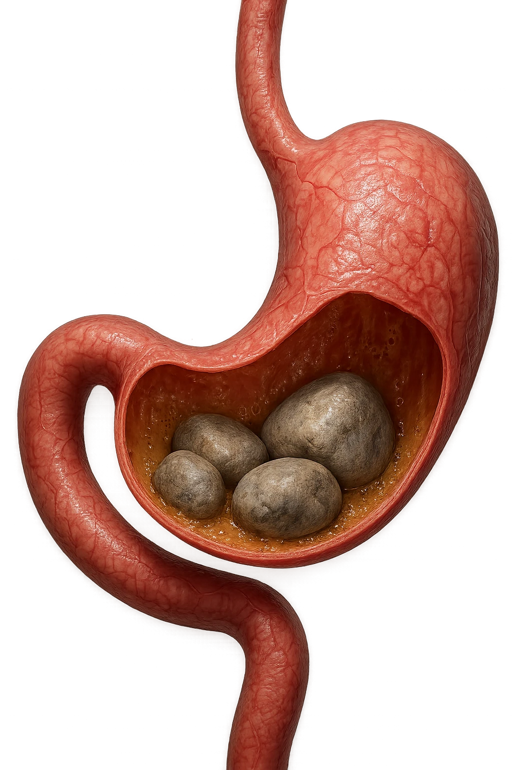 Sassi nello stomaco durante la digestione in 3d realistica emoji