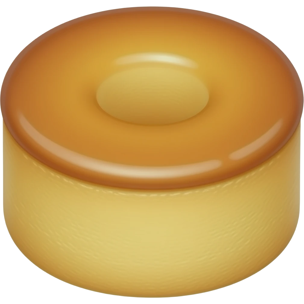 cute mini butter cake emoji, small solid dome shaped butter cake with smooth glossy buttery surface, golden brown caramelized top, soft fluffy texture, no hole, no donut shape, kawaii dessert emoji style, thick outline, sticker design, transparent background emoji