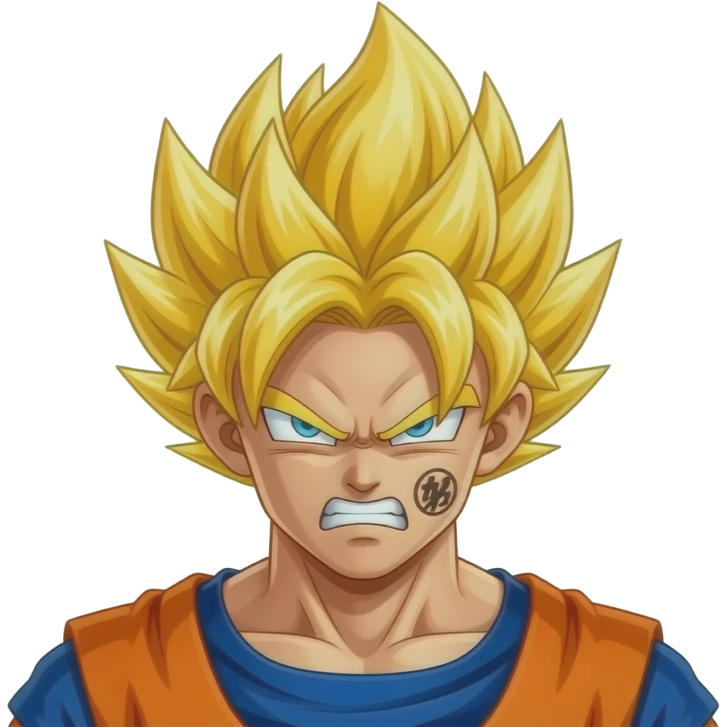 Make goku but super mad  and make the background white and make him ultra instinct emoji