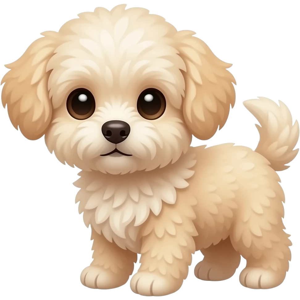 cute stuffed maltese poodle puppy light tan emoji