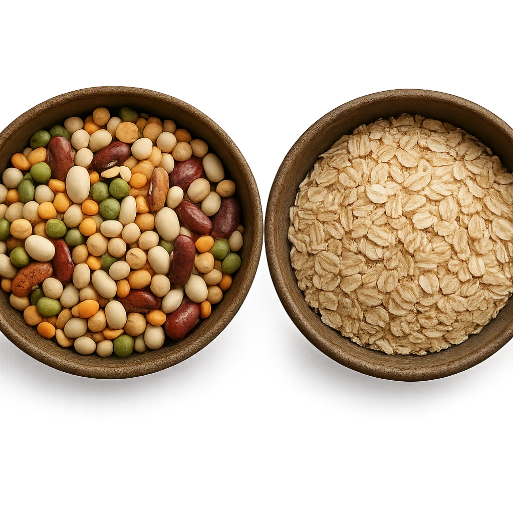 BOWL DI LEGUMI INSIEME A BOWL DI FIOCCHI DI AVENA,  iperrealistico 4k emoji