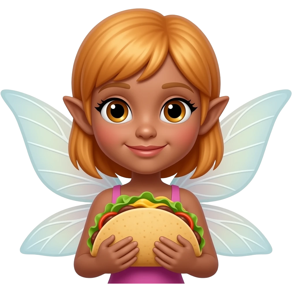 yellow skin girl fairy carrying taco emoji