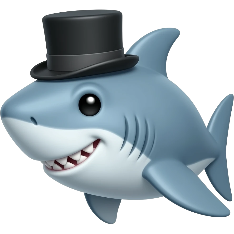Shark with a top hat emoji