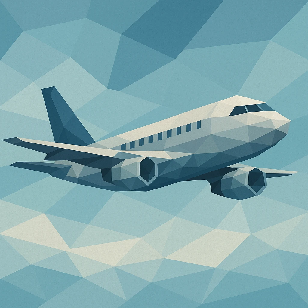 airplane, polygonal low-poly style emoji