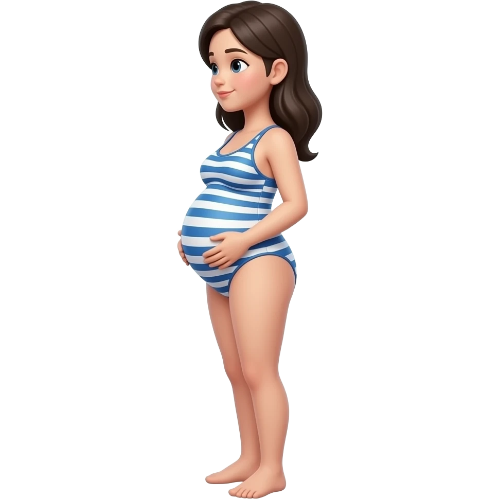 беременная девушка в полный рост в купальнике сбоку emoji