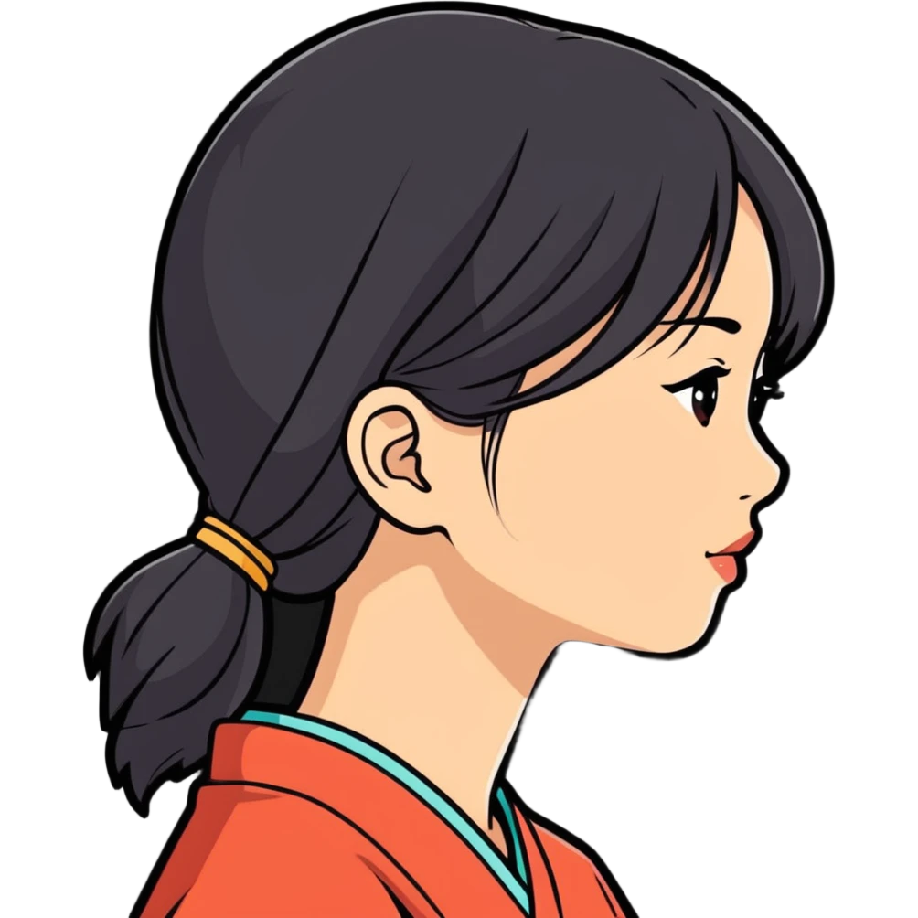 asian girl profile left side talking emoji