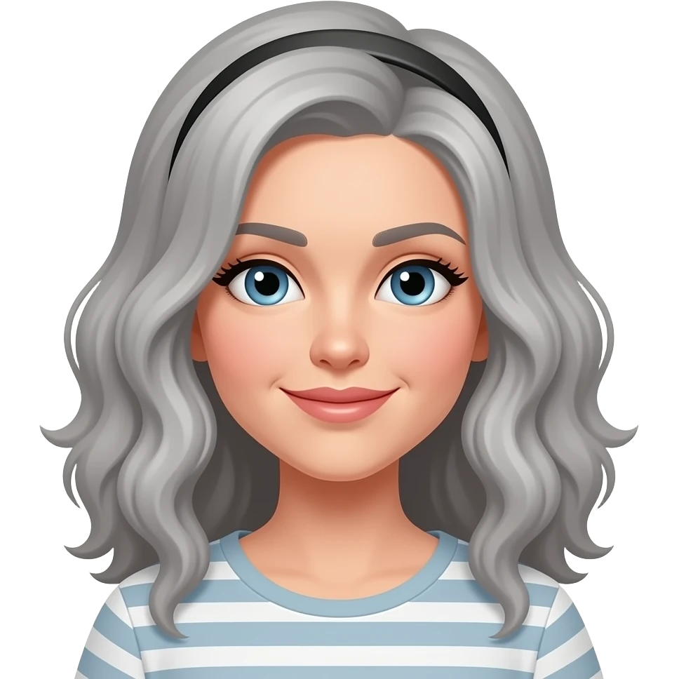 Gray curly hair woman with a headband emoji