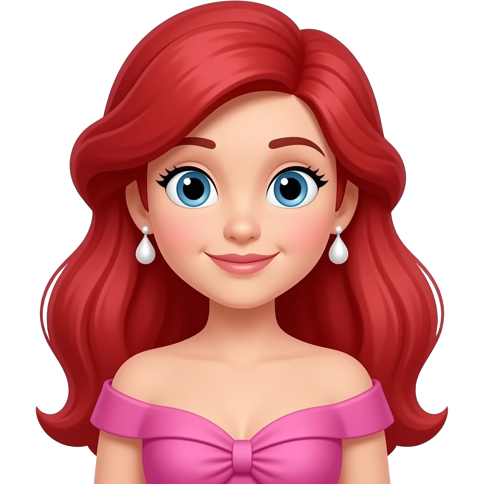 Ariel from Disney Princess with pink dress, white earrings emoji