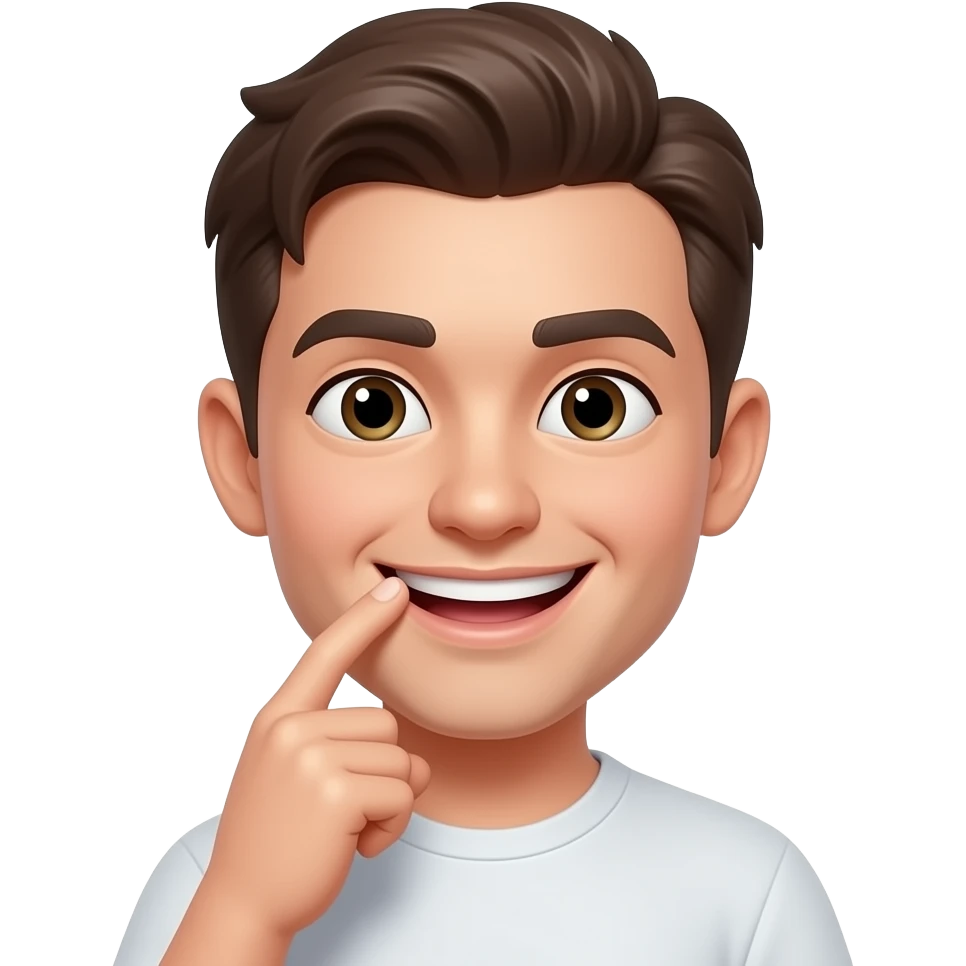 smile grin side eye playful with one finger in mouth emoji