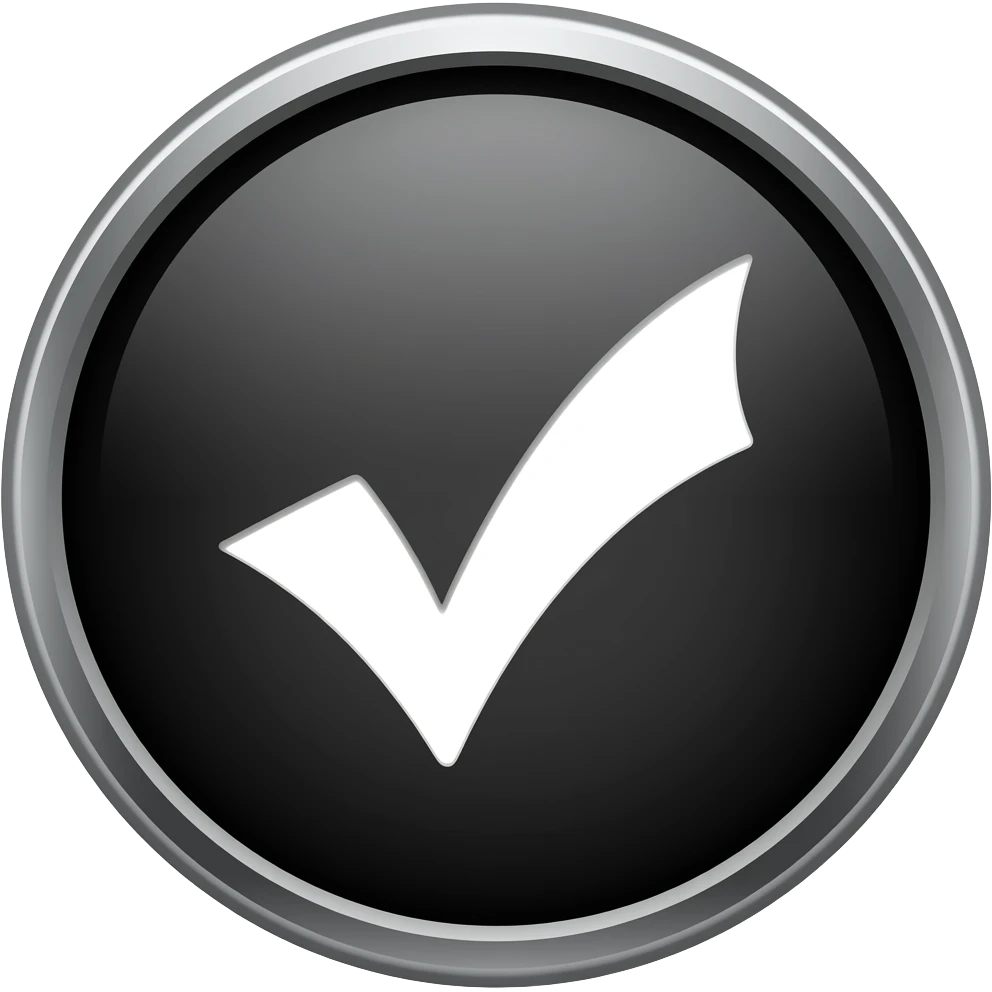 Give me white tick with black background of the emoji but main backgroud in gonna be white and the emoji background its gonna be circular emoji