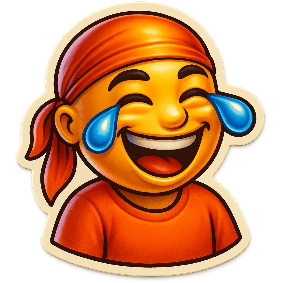 lol face laughing crying
orange shirt
make him smile
Change His durag To orange emoji