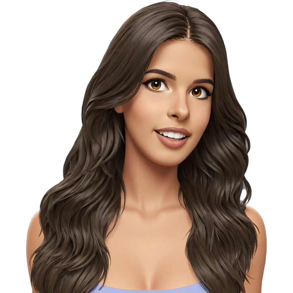 smiling girl with brown hair emoji