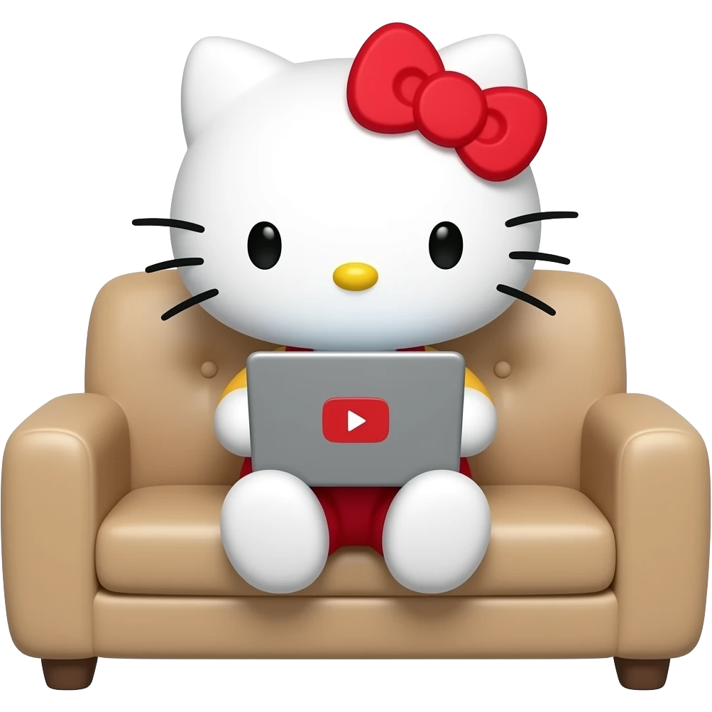 hello kitty watching youtube emoji