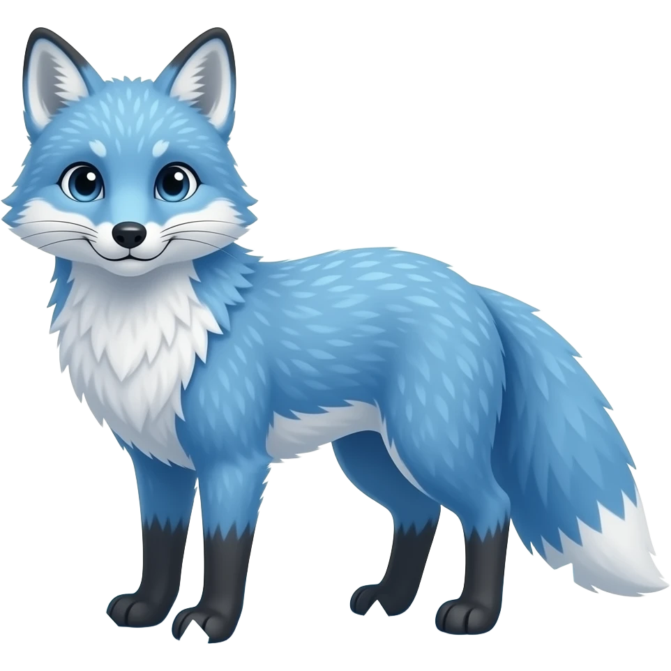 blue fox cold with ice emoji