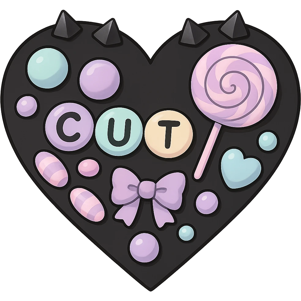 pastel goth heart with pastel candy and black studs, remove background emoji