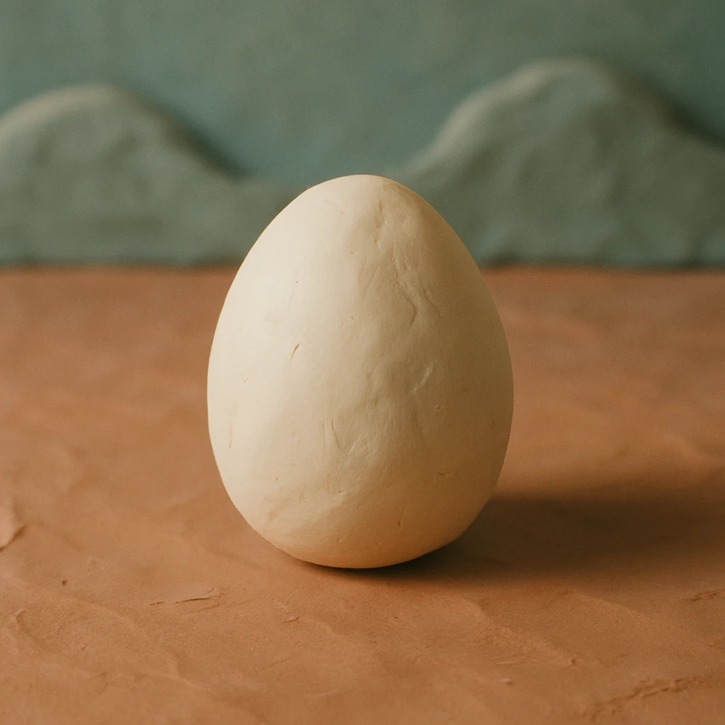 A white egg in claymation style, matte texture with soft pastel colors. emoji