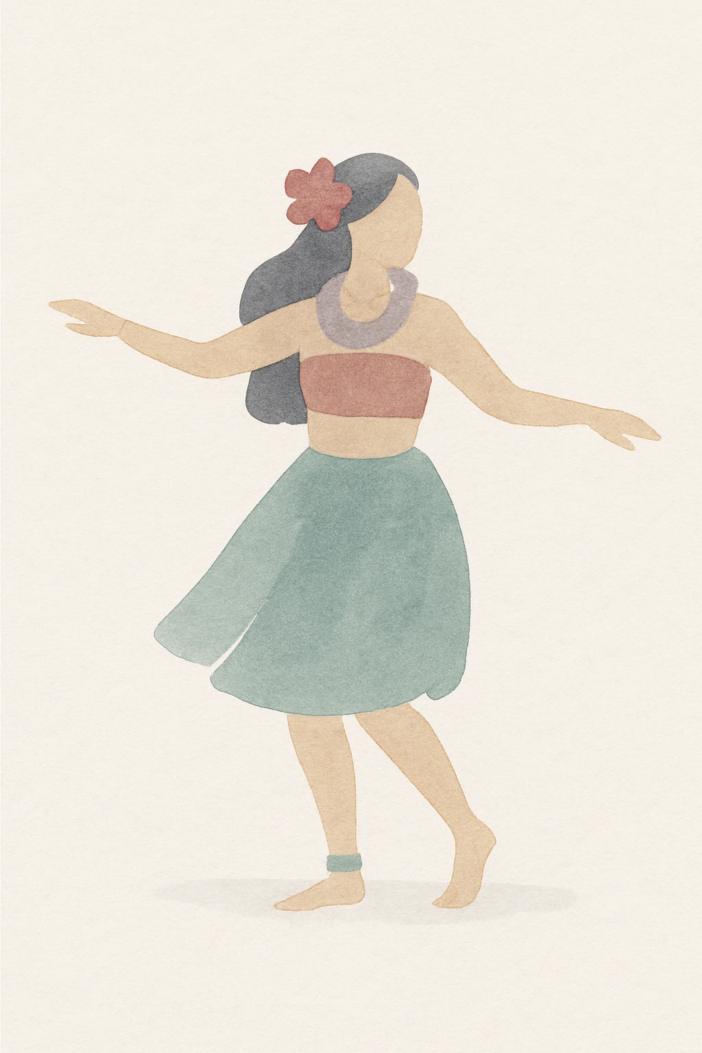 hula dancer, soft brushstrokes and gentle colors emoji