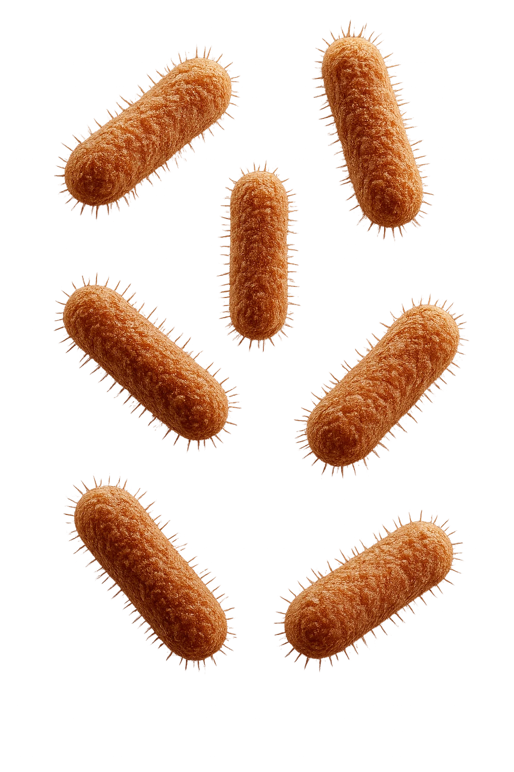 6 batteri intestinali iperrealistici sul bordeaux fluttuano in aria, iperrealistico 4k emoji