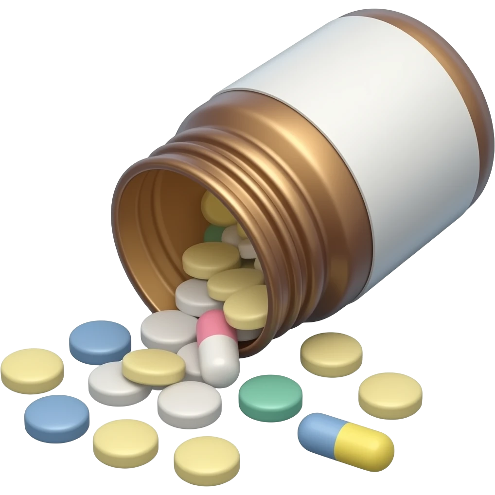 Spilled pill prescripton bottle emoji