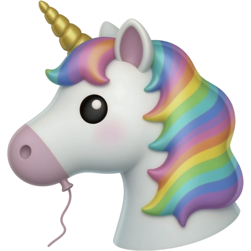 unicorn shaped balloon with string going down emoji