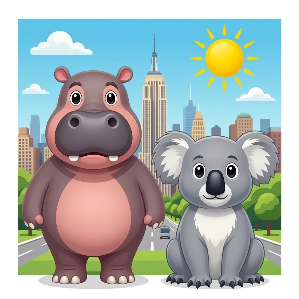 hippo and koala in new york emoji