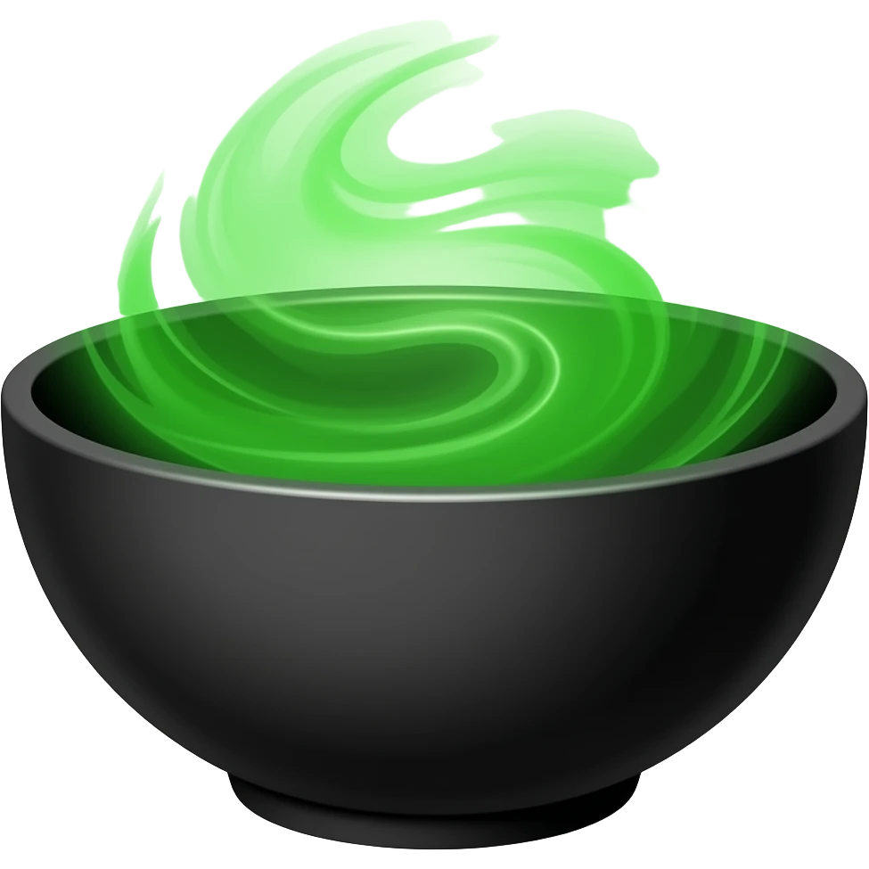 magic black bowl with green magic emoji