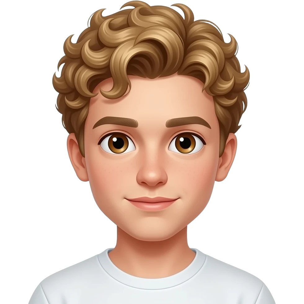 17 yaşında kumral kahverengi gözlü kıvırcık kısa saçlı erkek emoji