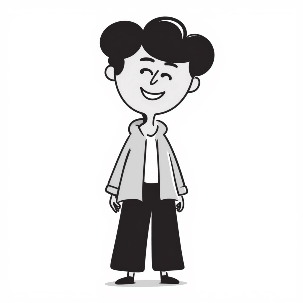 young adult man with smile emoji