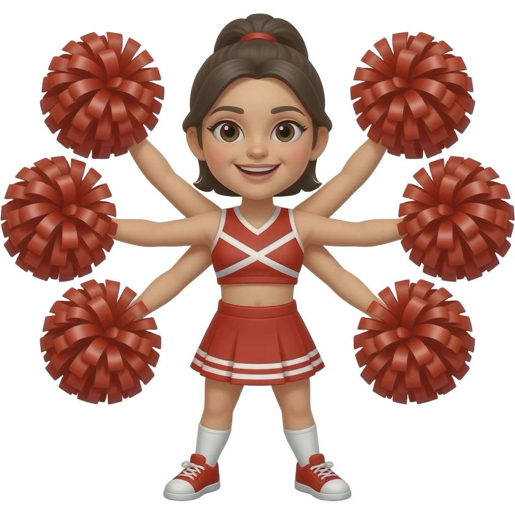 ugly red cheerleader with 8 arms emoji