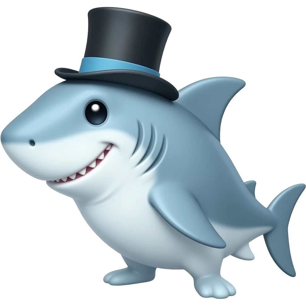 Shark with a top hat emoji