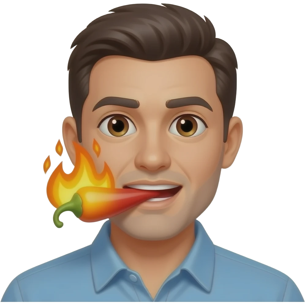 شخص يحترق من أكل الفلفل emoji