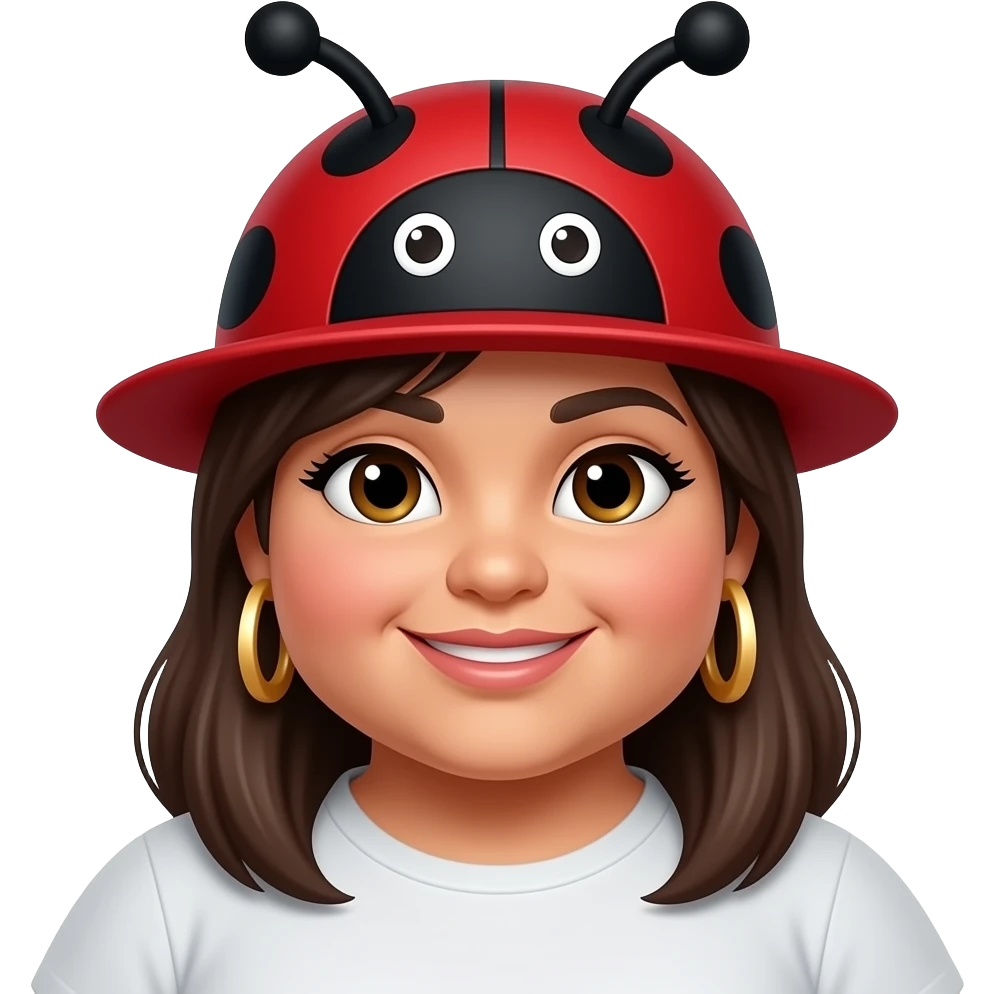 fat latina woman man with ladyBug Hat emoji
