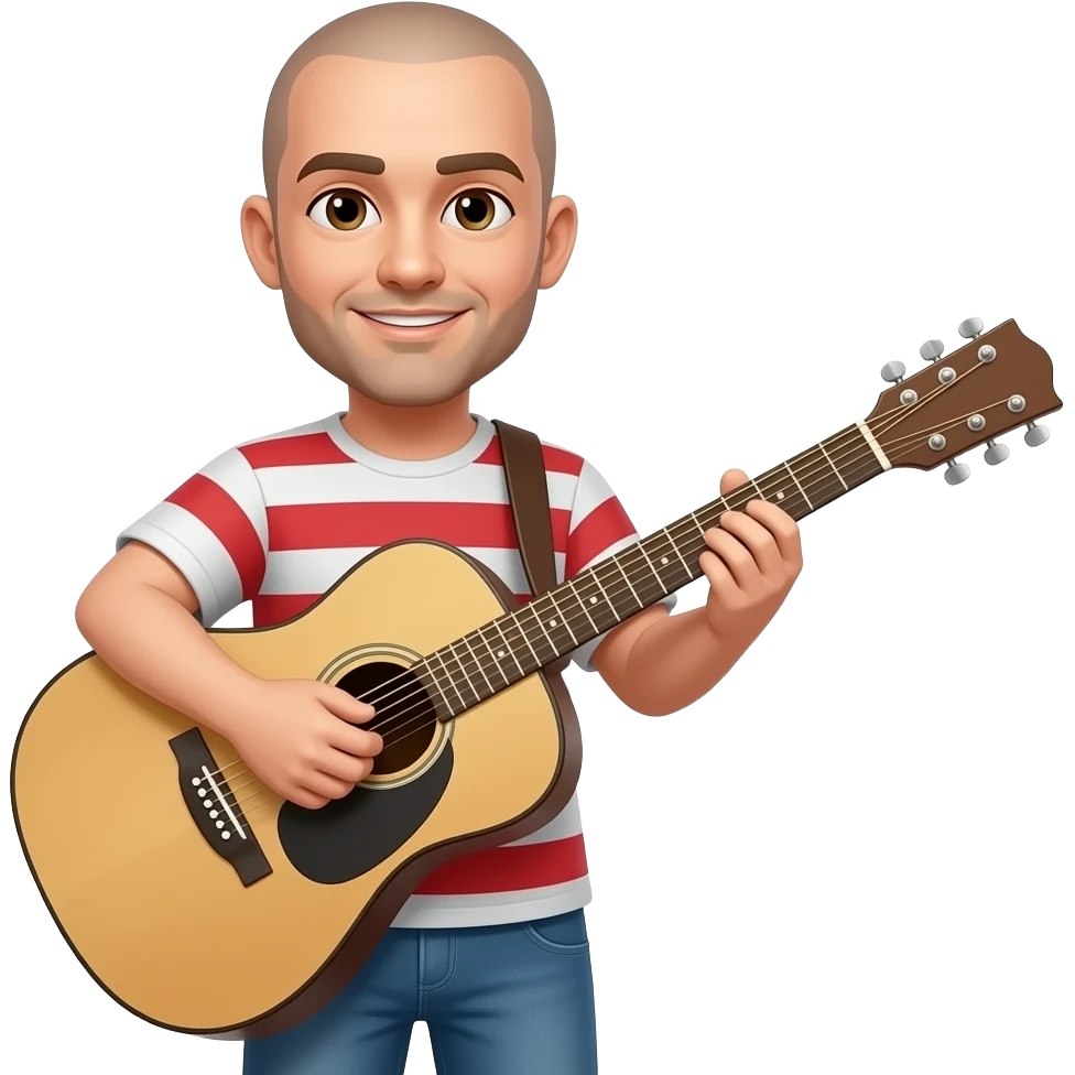 Guy with bald head playing guitar emoji