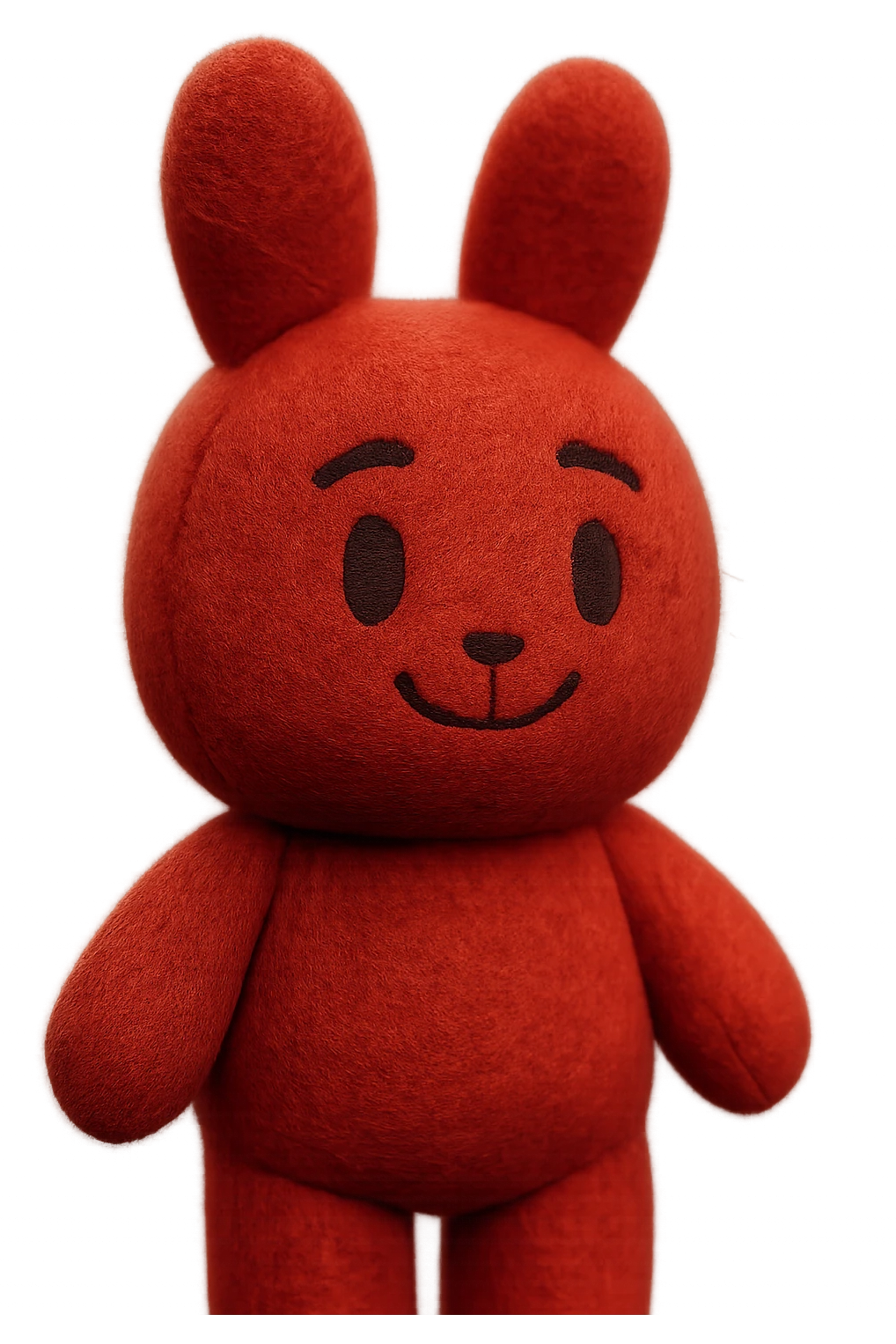 Extract the red bunny plushie exactly as it appears in the original image, preserving all original details, colors, and face, with a transparent background. emoji