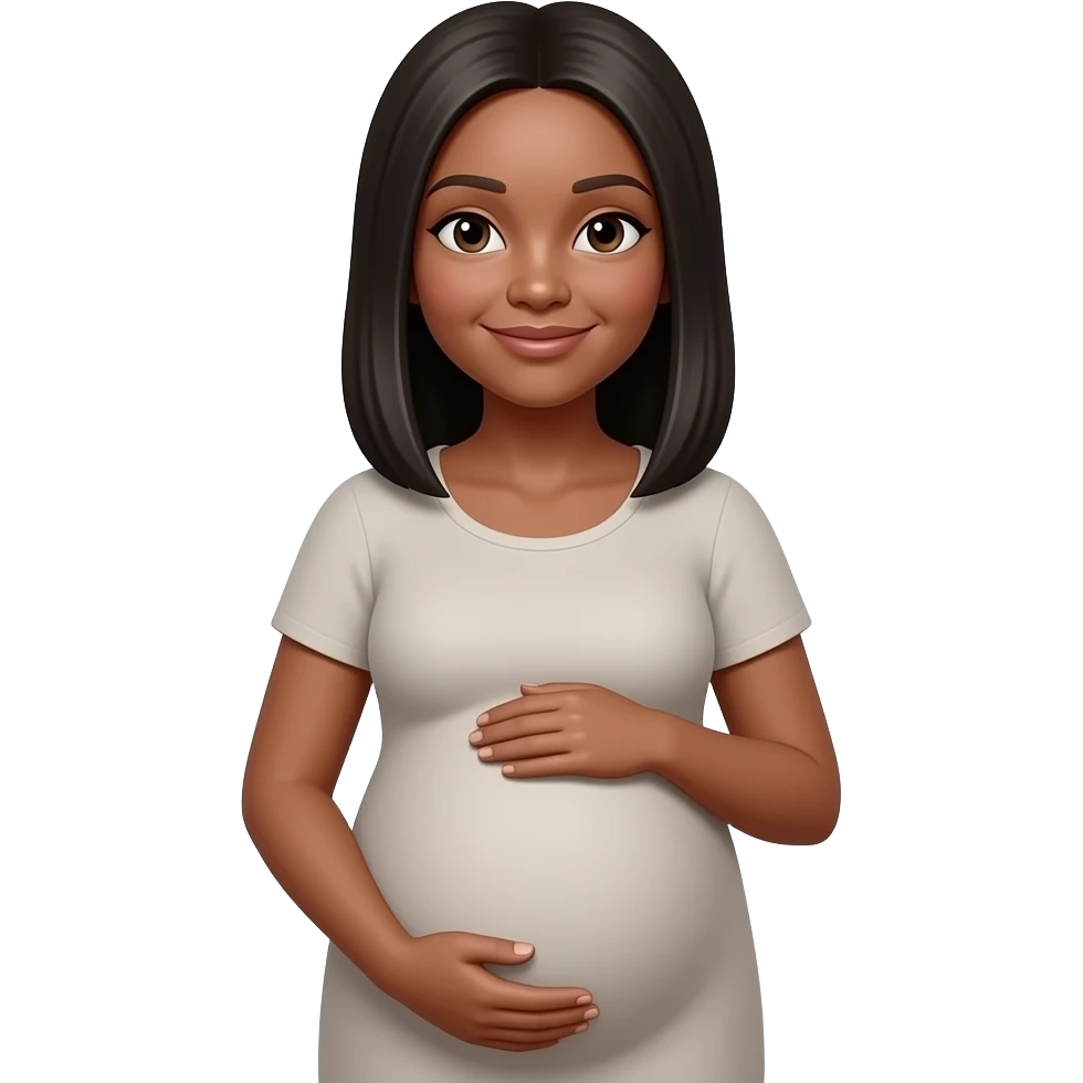 Black mom pregnant with the straight hair realistic emoji