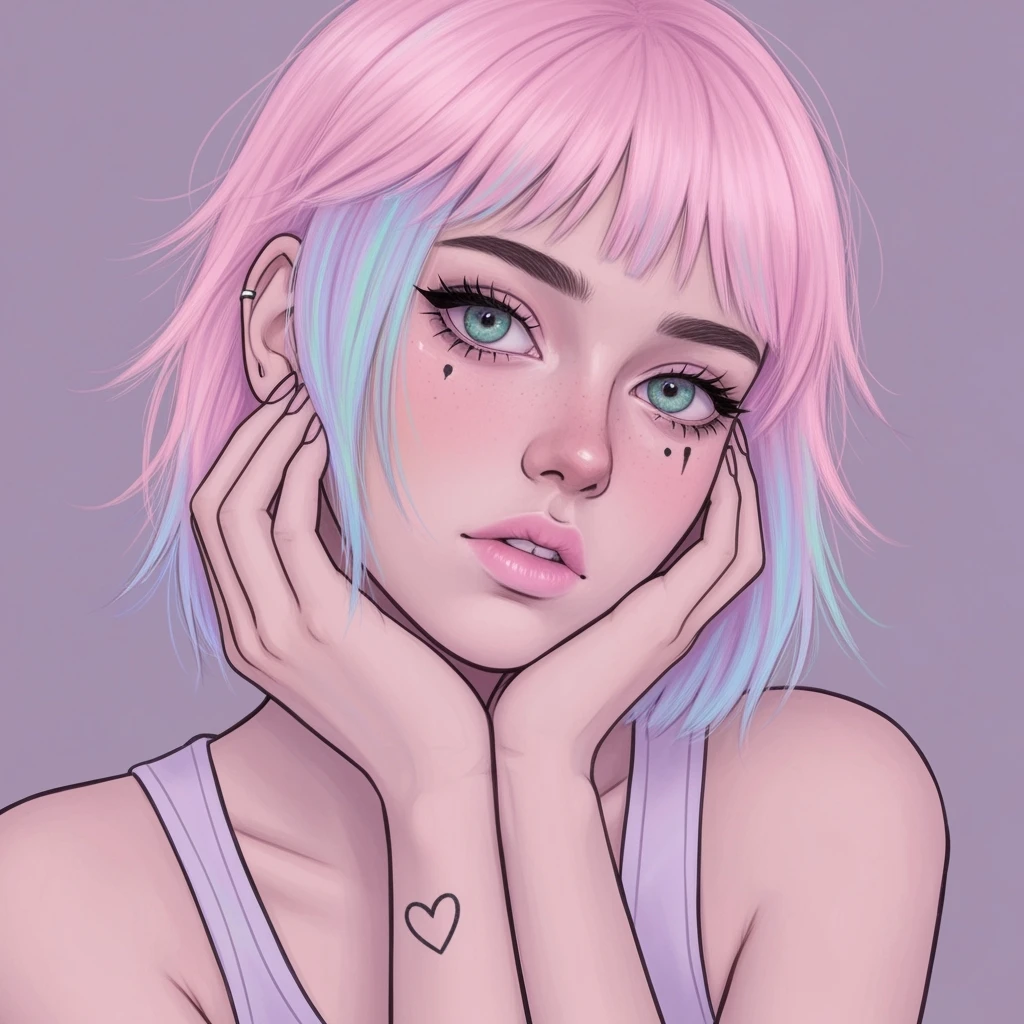 pastel emo profile picture with a heart accent, cute, expressive, minimal emoji