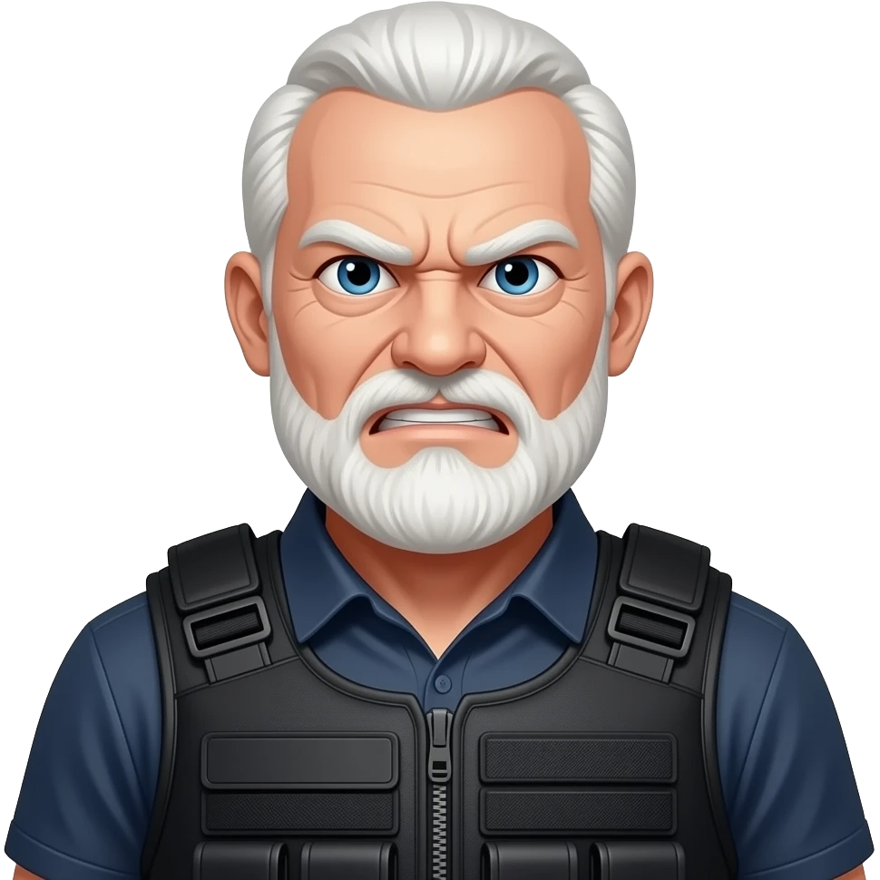 Anry grandpa with a black bulletproof vest emoji